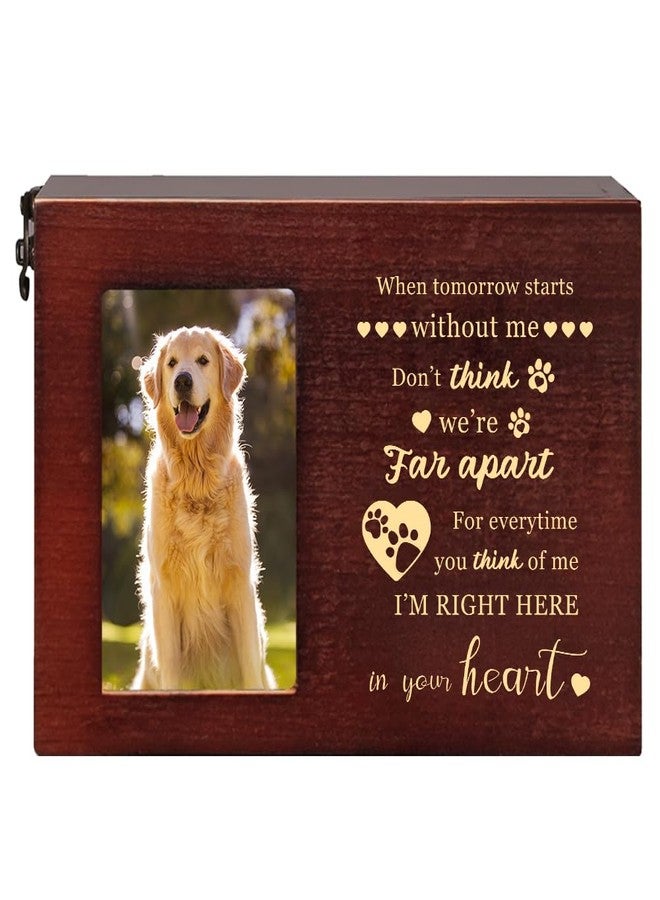 GLASSWINDS Pet Urns for Dog Ashes Wooden Pet Cremation Urn with Photo Frame Cat Dog Urns for Ashes Large Keepsake Memory Box Sympathy Gift for Pets Loss Remembrance Chest (Brown,7.87"x5.51"x5.51") - Image 1